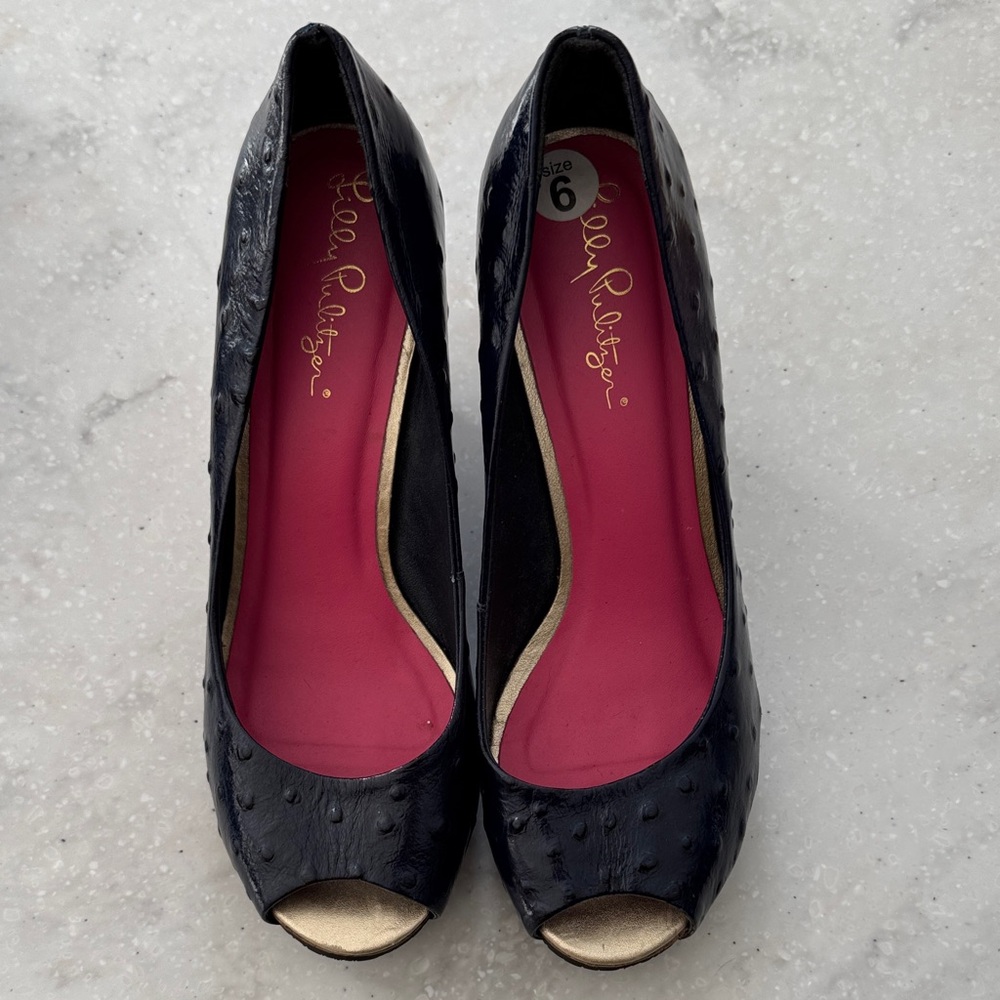 Lilly Pulitzer Black Peep-Toe Heels